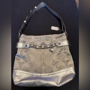 Coach Metallic Silver and Gray Shoulder Bag